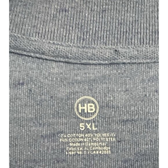 HB Harbor Bay Polo Short Sleeve Collared Button Neck Blue Gray Men’s Size 5XL - Picture 2 of 6
